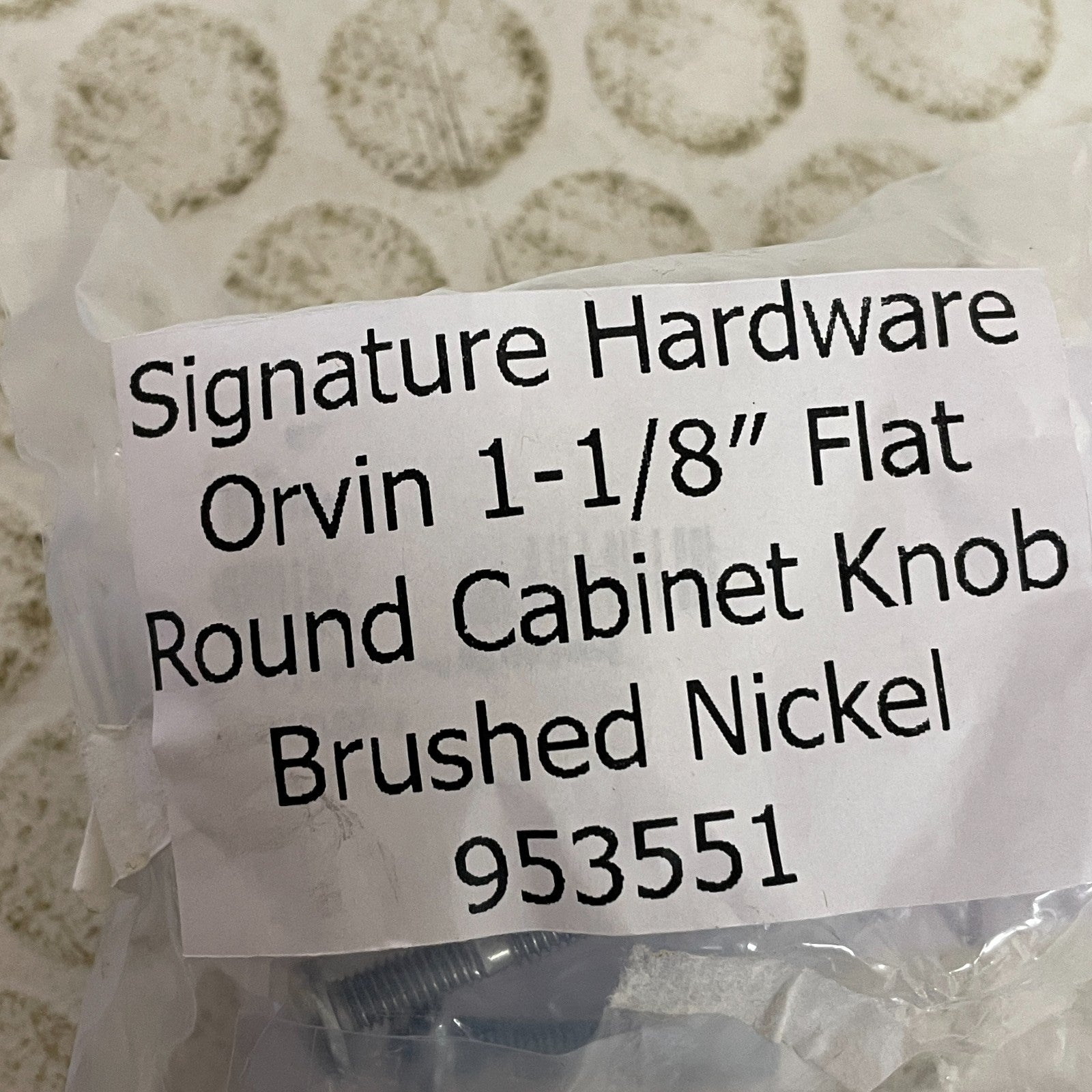 Signature Hardware Orvin 1‑1/8″ Flat Round Cabinet Knob Brushed Nickel