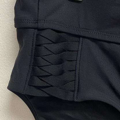 Calia Womens Weave mid rise Boy Short Pure Black swim Solid Trendy WSA20401