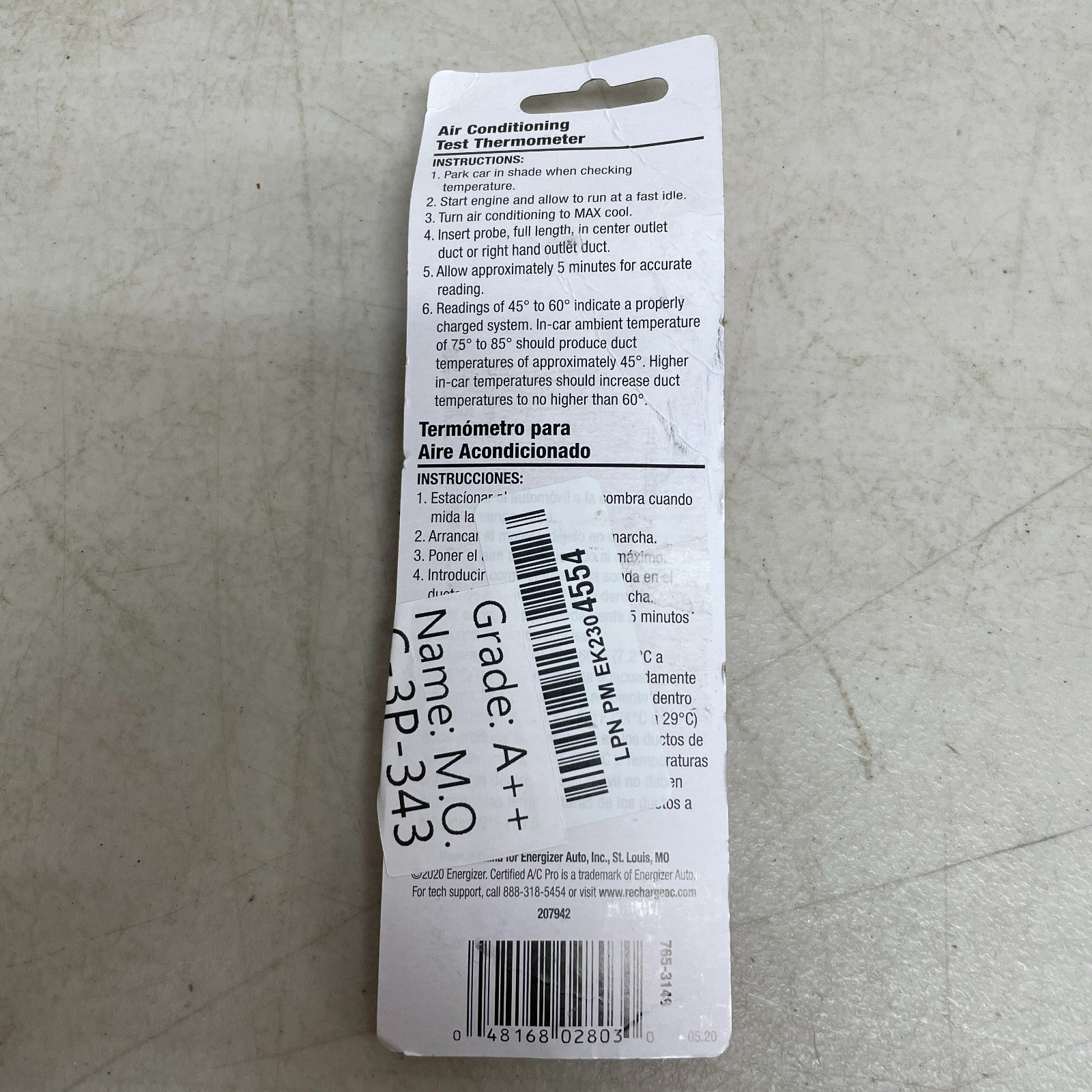 Interdynamics Certified A/C Pro Car AC Test Thermometer with Holder & Clip