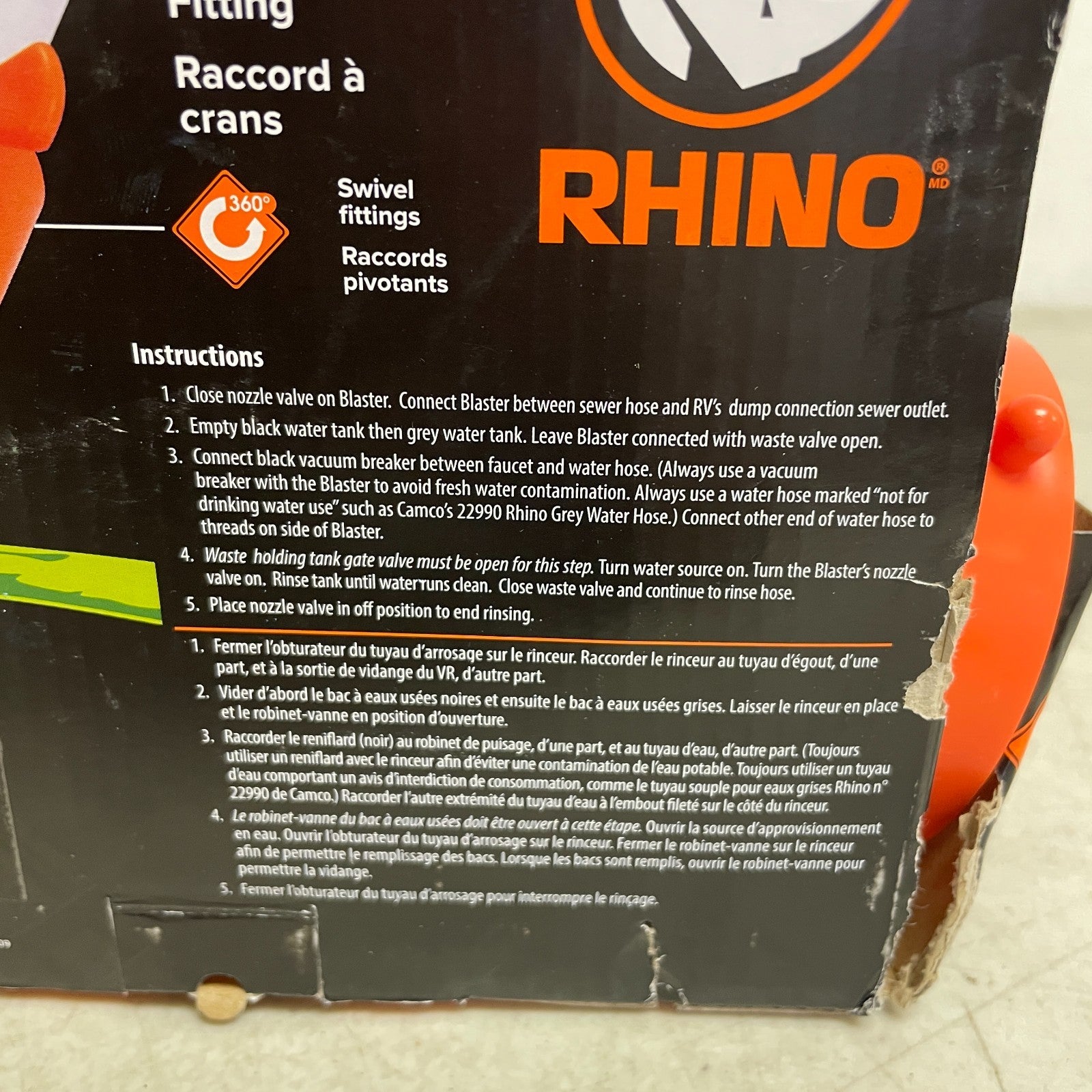 Camco Rhino Blaster RV Tank Rinser 39080 with Backflow Preventer Waste Cleaner