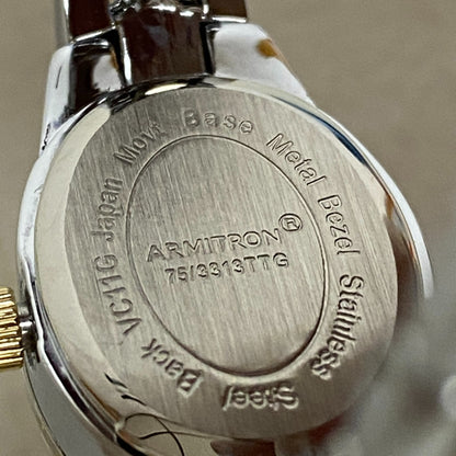 Armitron Watch Women Gold Silver Two Tone Faceted Bezel New Battery 6.5" J1134