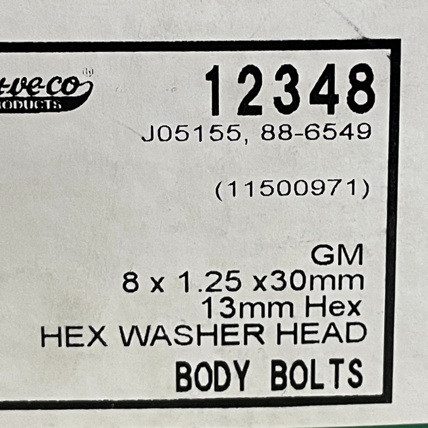 Auveco Hex Washer-Head Body Bolt M8×1.25×30 mm Phosphate-Coated 12348