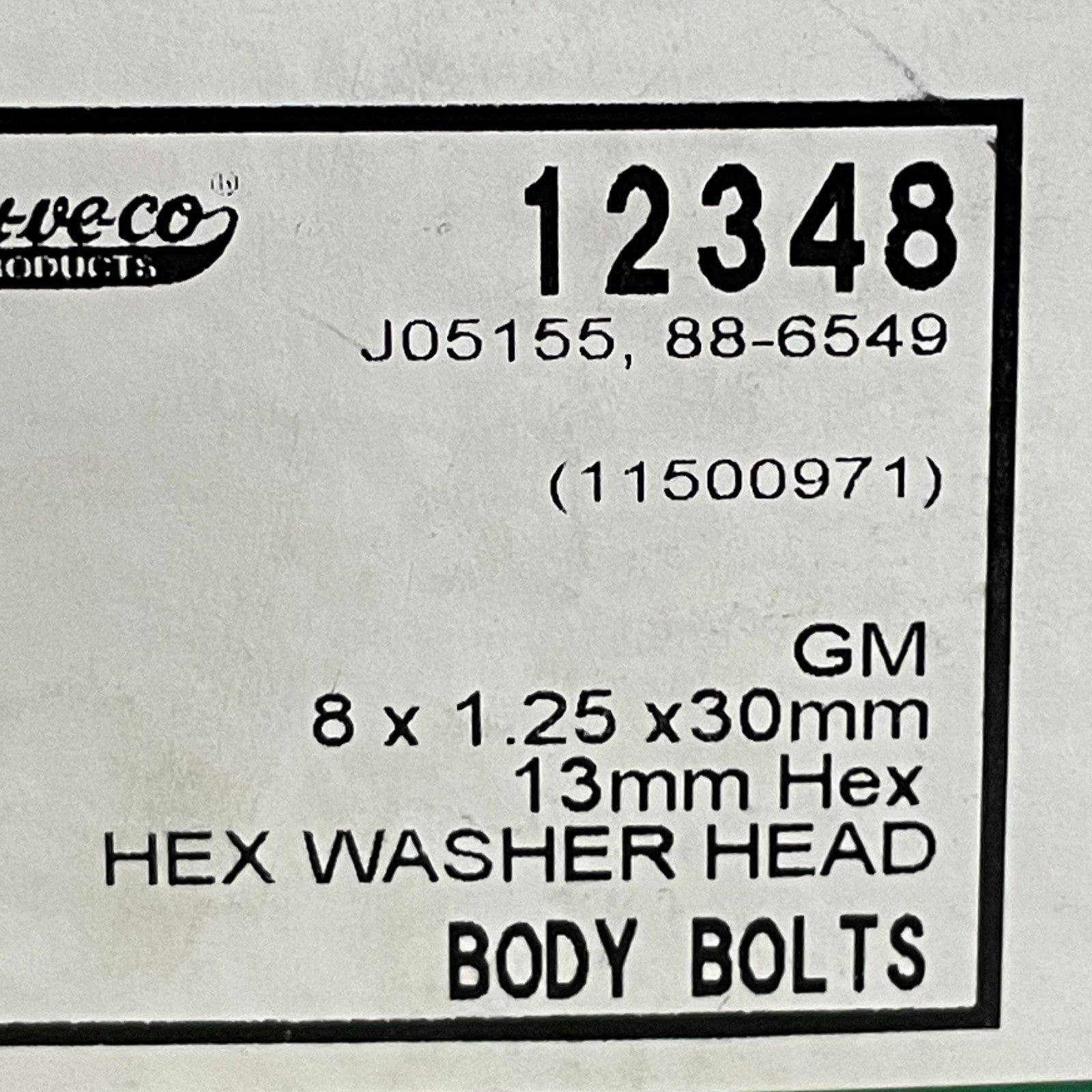 Auveco Hex Washer-Head Body Bolt M8×1.25×30 mm Phosphate-Coated 12348
