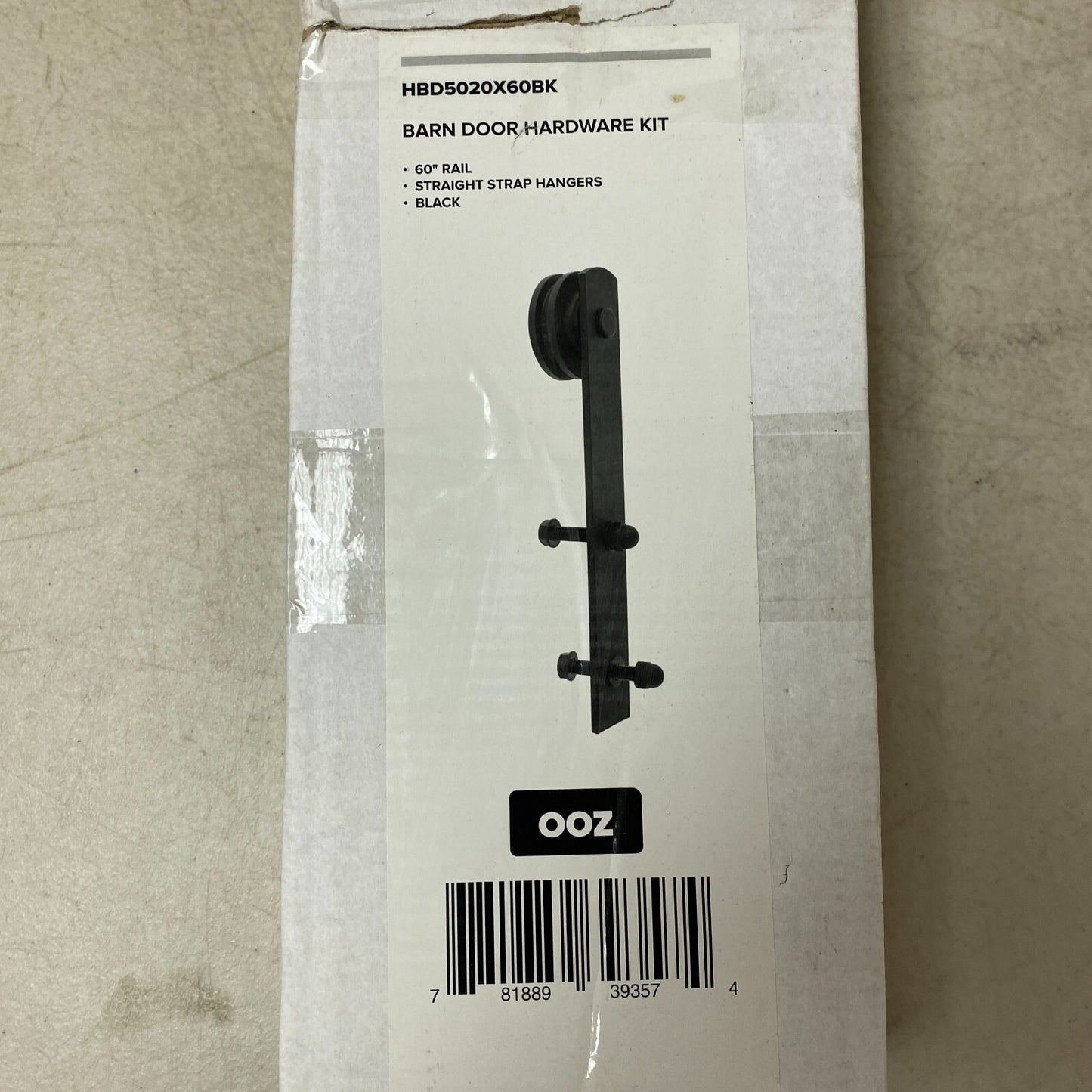 Signature Hardware 60" Barn Door Hardware Kit - Straight Strap Hangers - Black