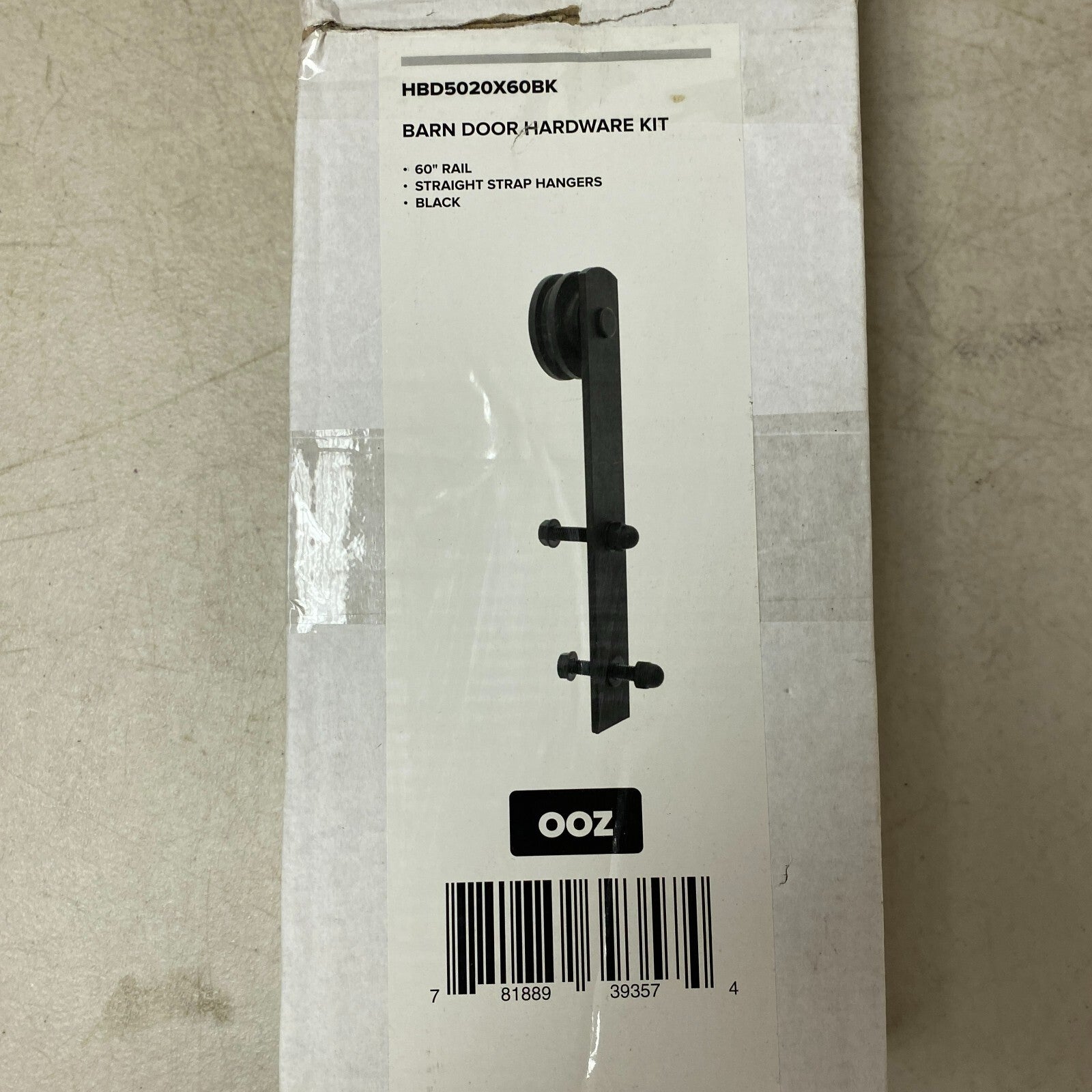 Signature Hardware 60" Barn Door Hardware Kit - Straight Strap Hangers - Black