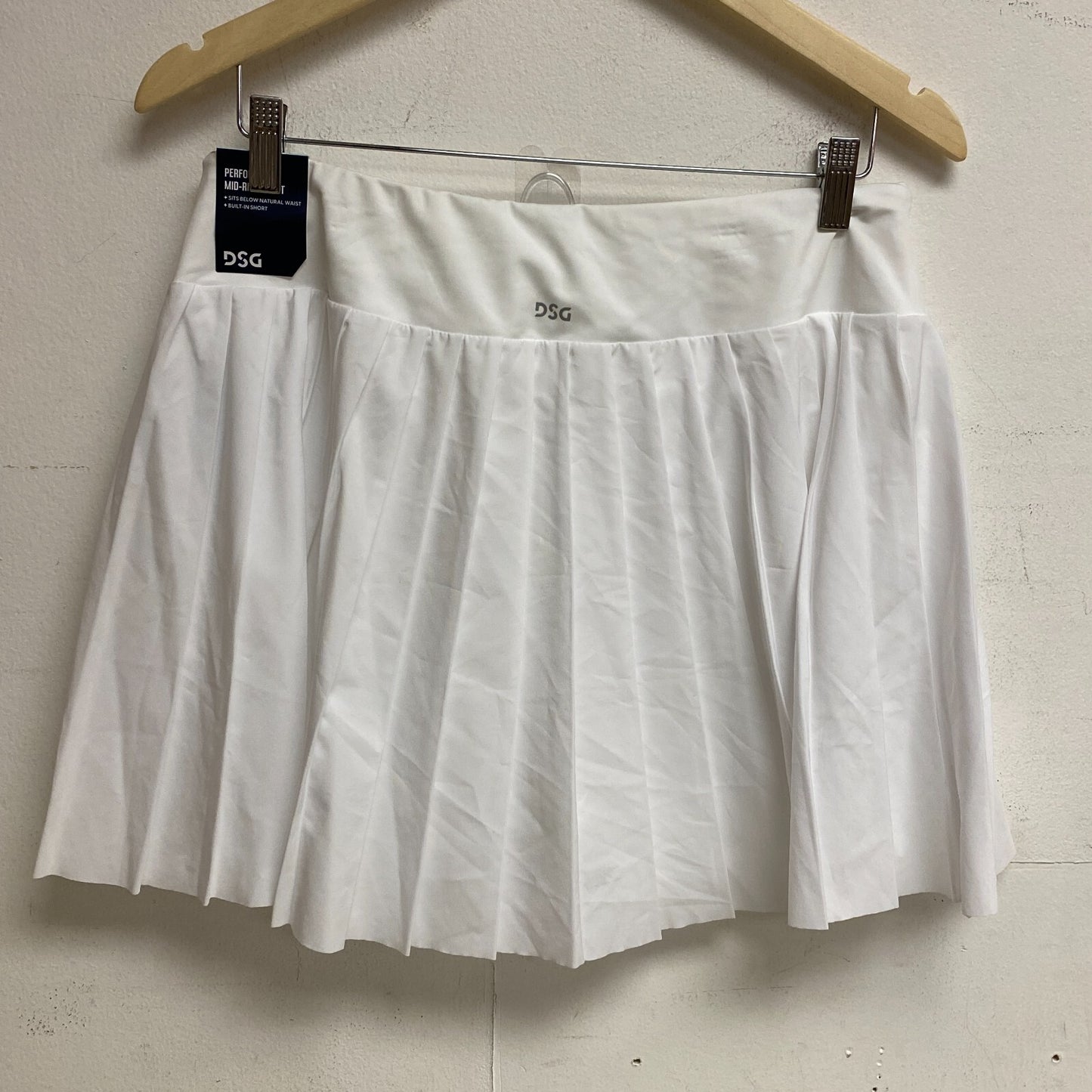 DSG Womens Pleated Skort Pockets Mid Rise Pure White BOSSW13330 BRAND NEW