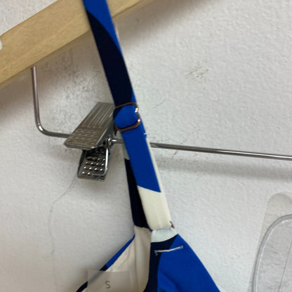 Calia Women's Swim  Tie Back Bikini Top Wavy Blocks Blue WSA23200PRT Brand New!