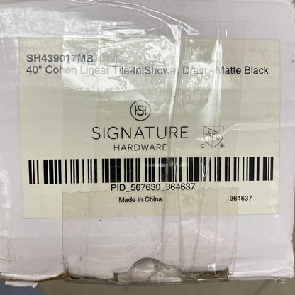 Signature Hardware 40" Cohen Linear Tile-In Shower Drain - Matte Black