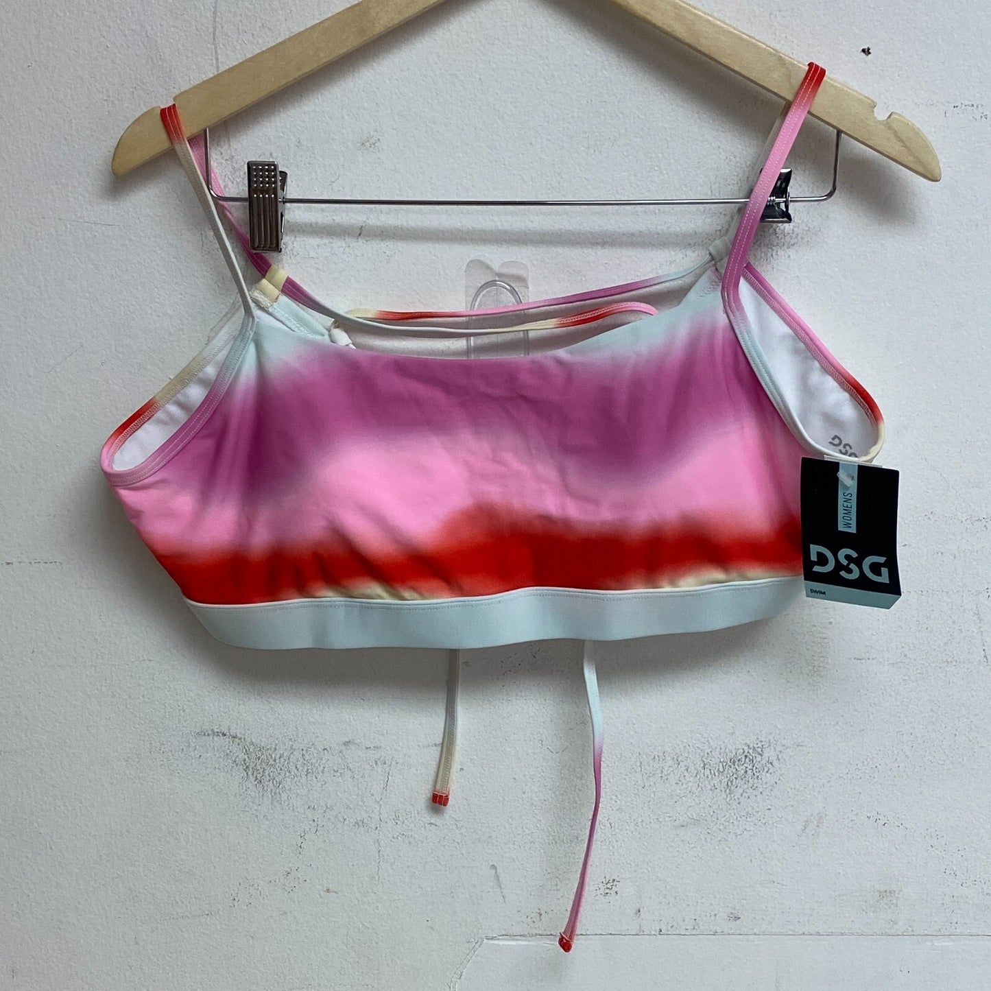 DSG Women's Swim Cute Strappy Back Bikini Top New Wave Multicolor DSW2784 New!