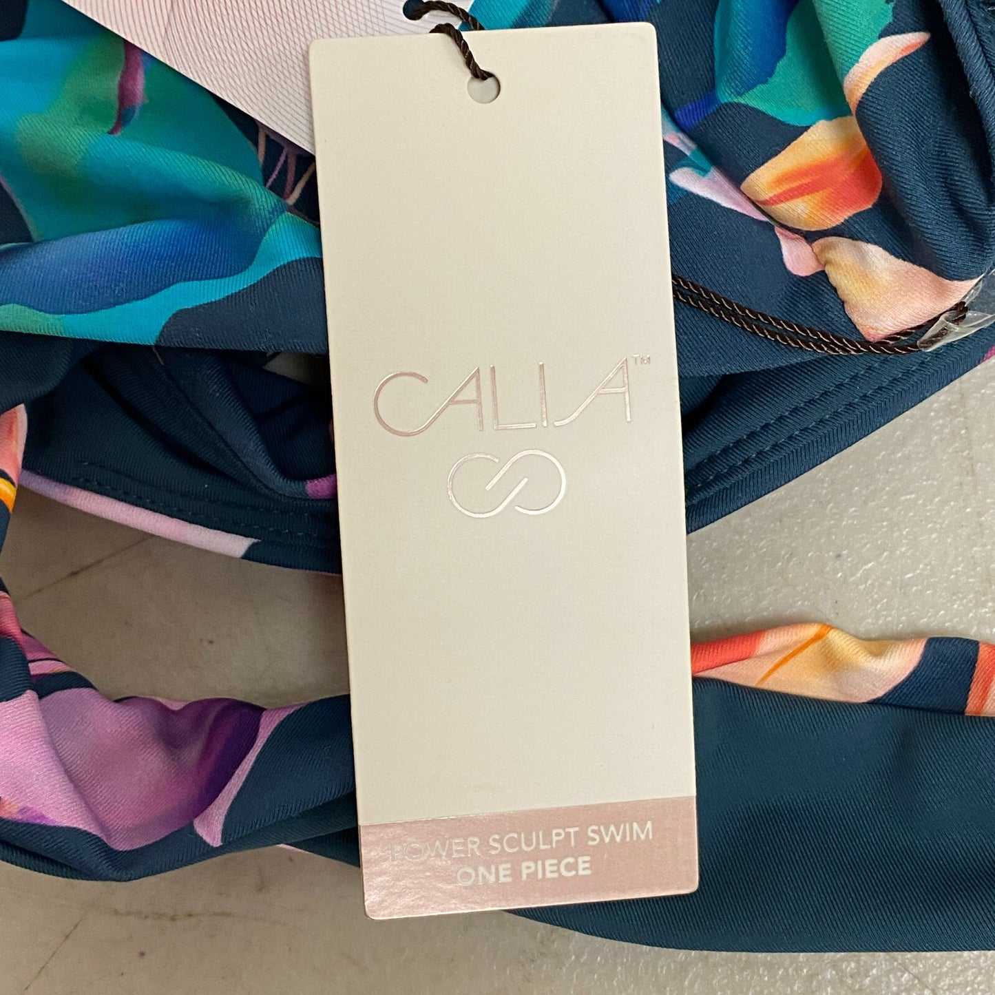 CALIA Women's  Seamed Power Sculpt One Piece Aqua Multi Floral WSA22102PRT