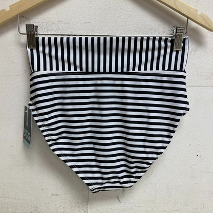 DSG Women's V High Waist Swim Bottoms Even Stripe Black/White DSW2804PRTZ
