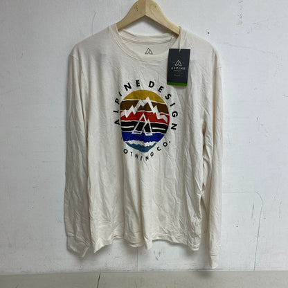 Alpine Design Men's AD M LS Graphic Tee SD AD Logo/Soft White ADM23200SD