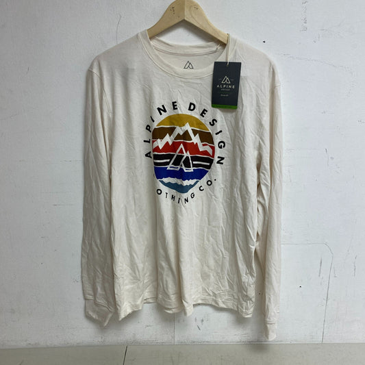 Alpine Design Men's AD M LS Graphic Tee SD AD Logo/Soft White ADM23200SD