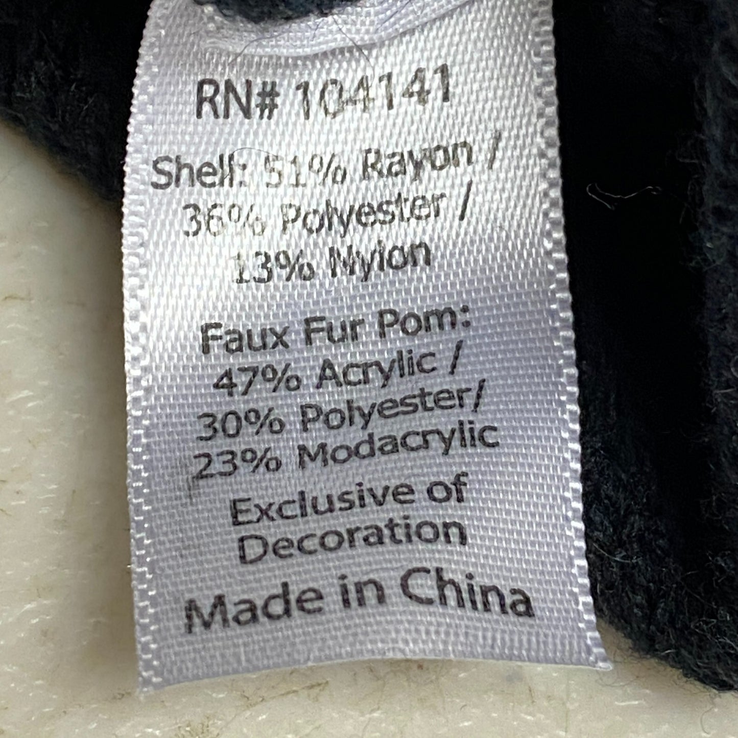 Calia Womens Slouch Beanie W/ Faux Fur Beanie  Pom Pure Black CAC2202