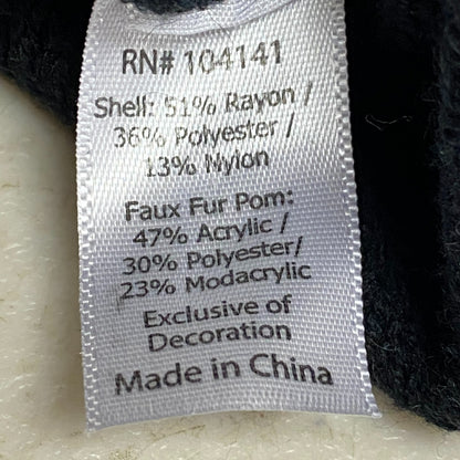 Calia Womens Slouch Beanie W/ Faux Fur Beanie  Pom Pure Black CAC2202