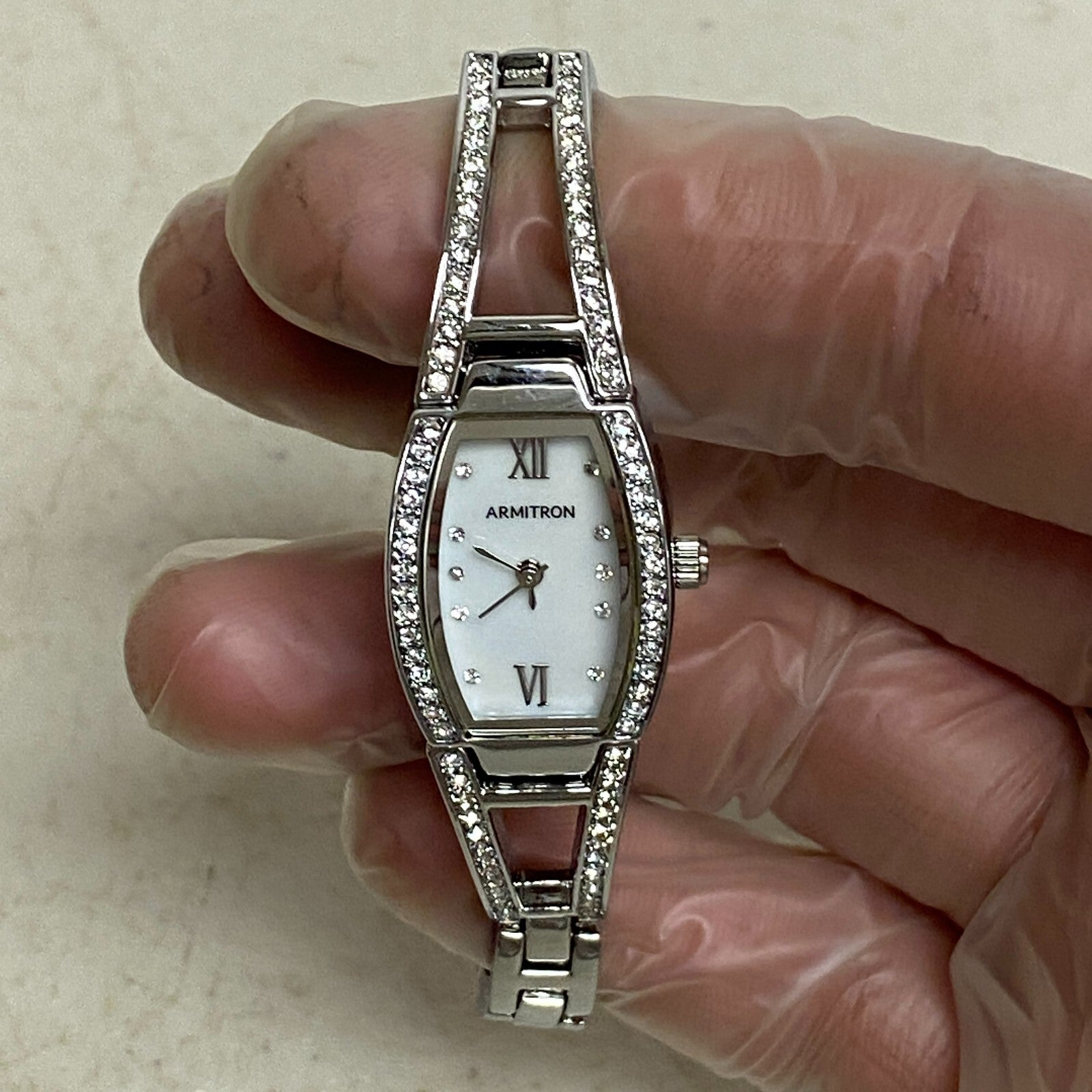 Armitron Women's 75/3531 Swarovski Crystal Acc SILVERT-Tone Bangle Watch R15