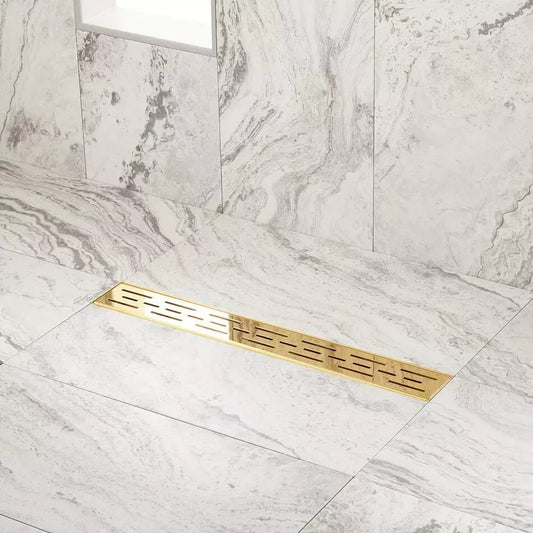Signature Hardware 24" Effendi Linear Shower Drain - Polished Brass