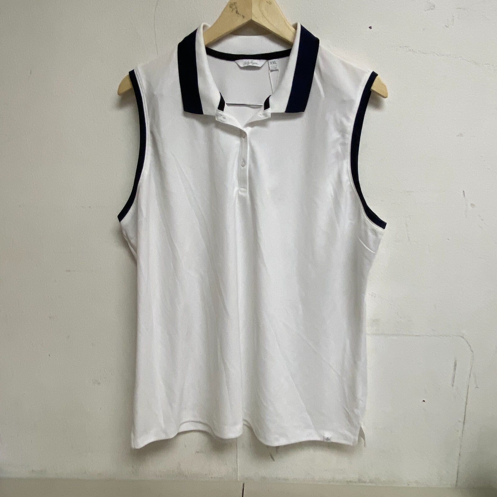 Lady Hagen Womens Pique Rib Trim SLVS Polo White/Black WGH11502 BRAND NEW