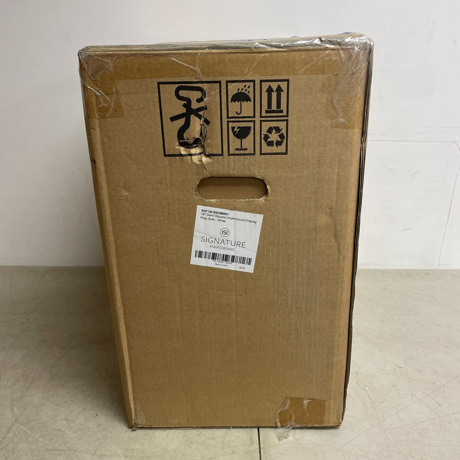 Signature Hardware 18" Square Undermount Fireclay Kitchen Prep Sink White