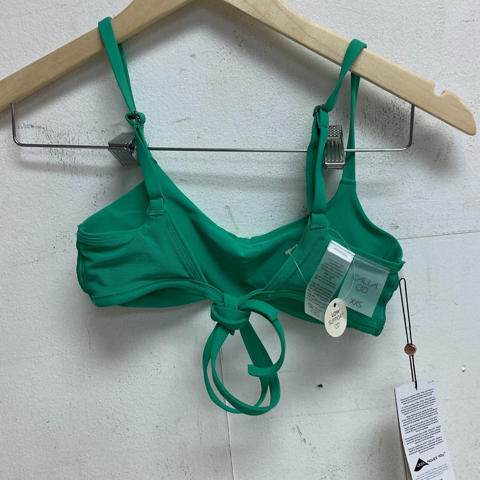 CALIA Women's Tie Back Low Support Bikini Top Green Glow WSA23200 BRAND NEW