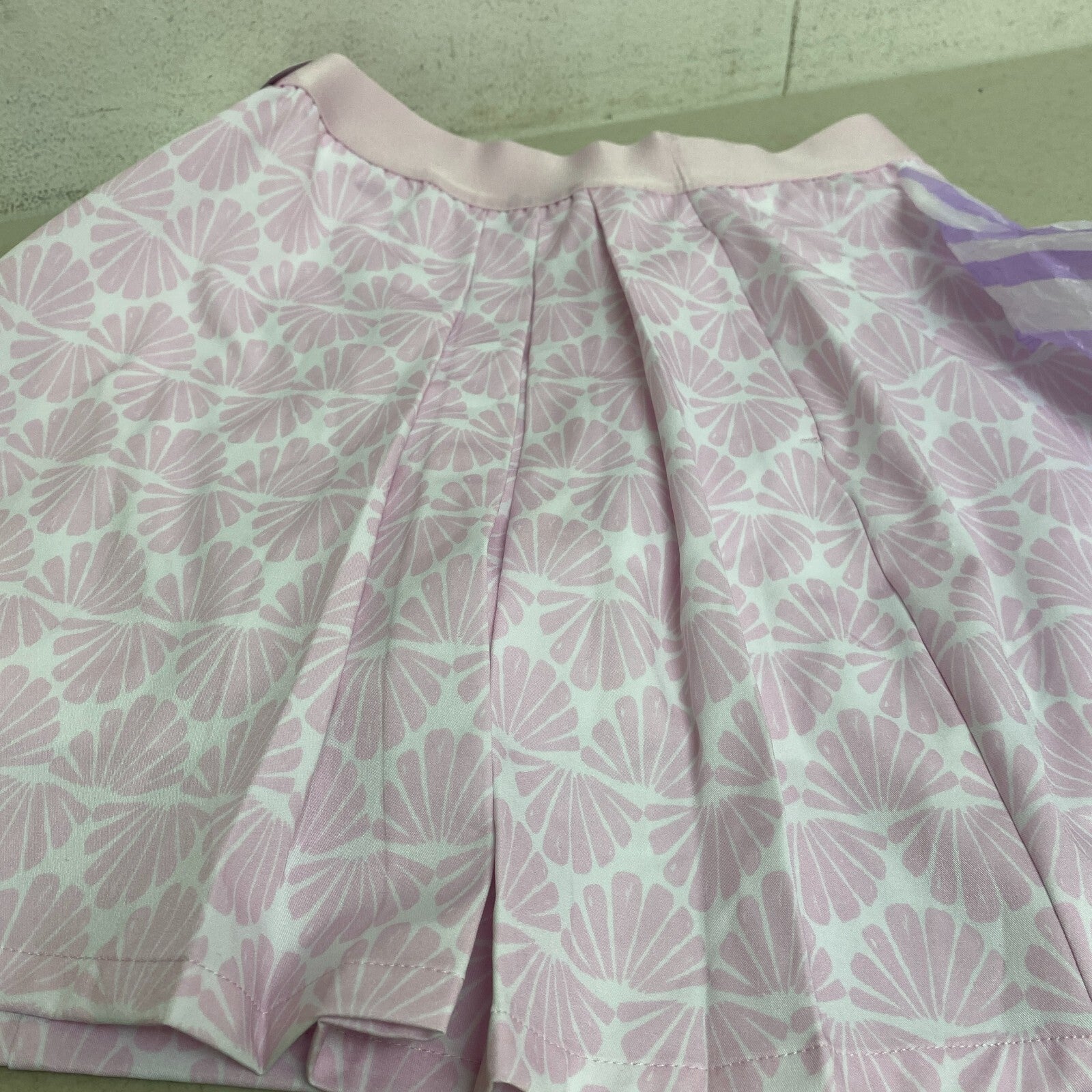 Lady Hage Womens 16" Prt Side Pleat Skort Pink Seashells Stylish WGH17447PRT