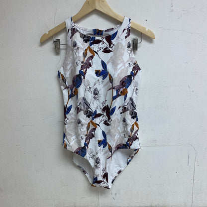 CALIA WOMENS OPEN BACK HIGH NECK ONE PIECE SWIMSUIT ISLAND BOTANICAL MUTLICOLOR