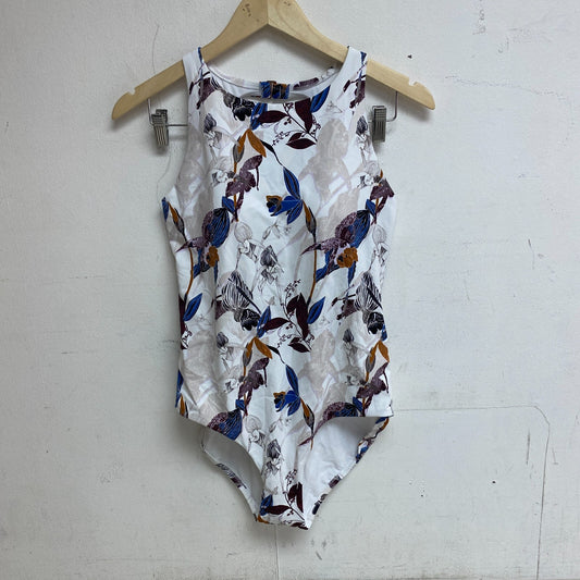 CALIA WOMENS OPEN BACK HIGH NECK ONE PIECE SWIMSUIT ISLAND BOTANICAL MUTLICOLOR