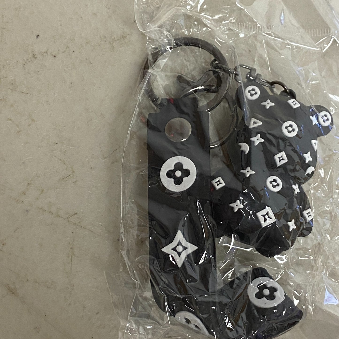 Assorted Louis Viton Silicone With 3D Black Bear Keychain/Bag Charm/Car Ornament