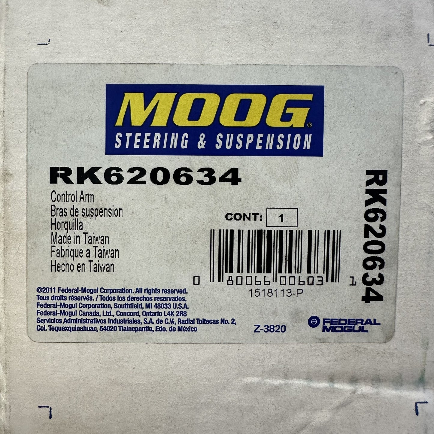 MOOG RK620634 Front Left Upper Control Arm & Ball Joint Assembly