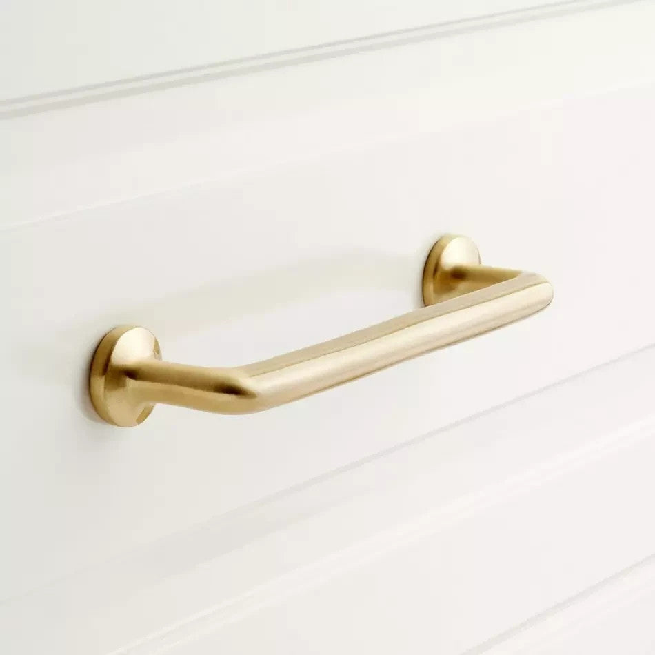 Signature Hardware Belfast 6" Solid Brass Cabinet Pull Satin Brass 950866‑6