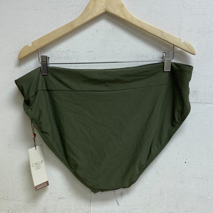 CALIA Women's Mid Rise Wide Banded High Leg Swim Bottoms Dark Olive WSA23414