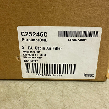 Purolator ONE C25246C Cabin Air Filter 3 Pack Carbon Media