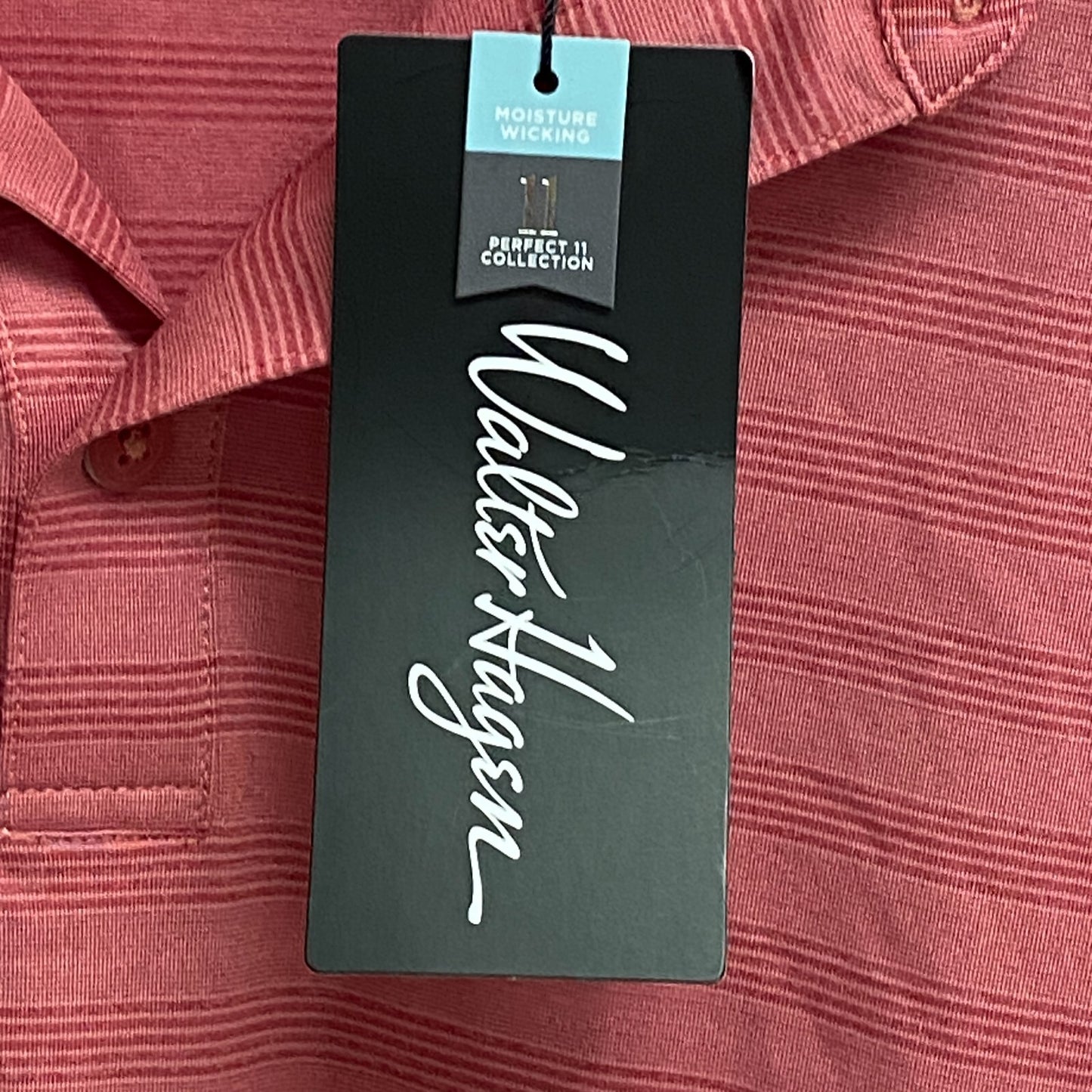Walter Hagen P11 Fine Line Textured Stripe Polo Dark Coral / Darker Coral