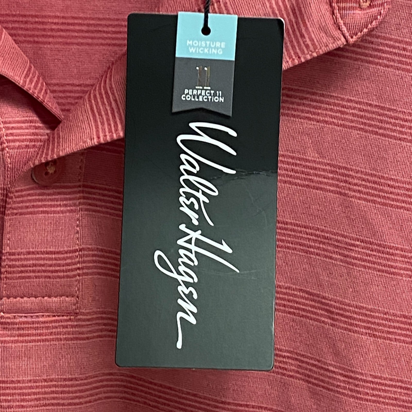 Walter Hagen P11 Fine Line Textured Stripe Polo Dark Coral / Darker Coral