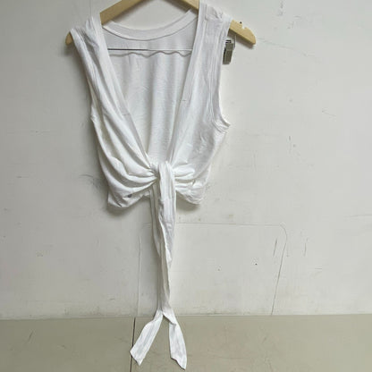 CALIA Women's Crop Wrap & Tie Tank Pure White Solid Stylish Trendy WAX11234