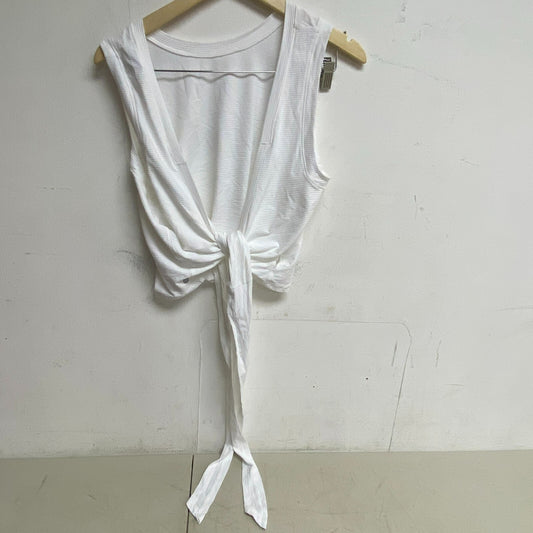 CALIA Women's Crop Wrap & Tie Tank Pure White Solid Stylish Trendy WAX11234