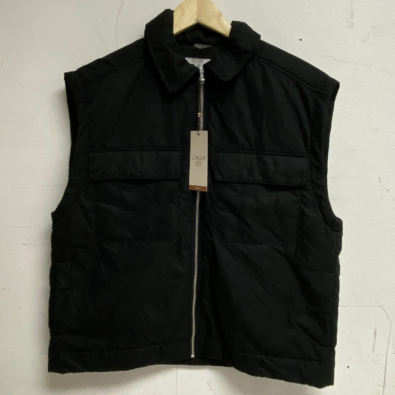 "CALIA Women's Fashion Zip Vest Pure Black WAX36035 " BRAND NEW