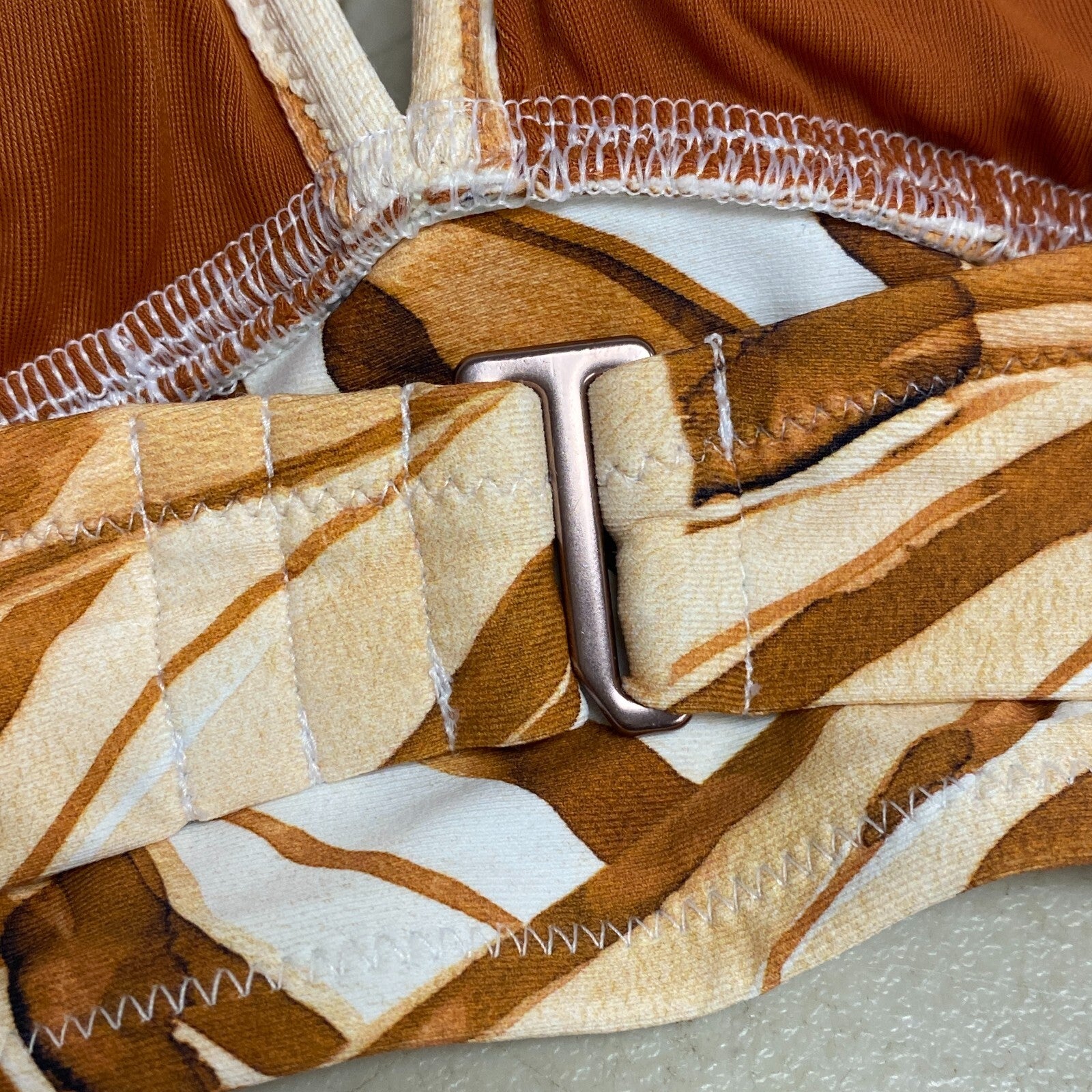 Calia Womens Ruffle Bikini Top Patchwork WSA22224PRT BRAND NEW