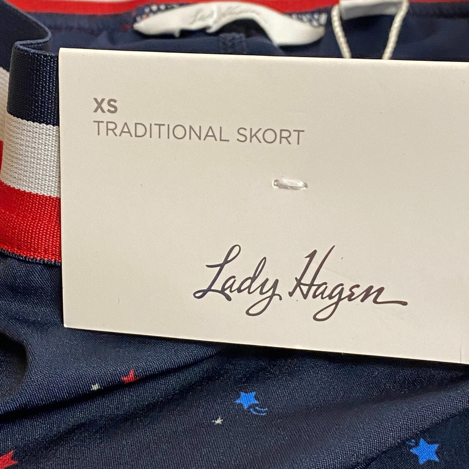 Lady Hagen Womens Contrast Trim Print Skort Navy Star Print WGH17450