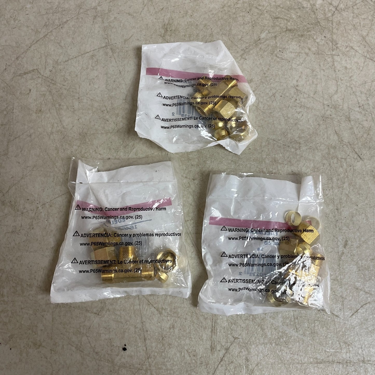 Edelmann 164600 3/8" Brass Compression Tee Fitting 3-Pack Leak Free Union