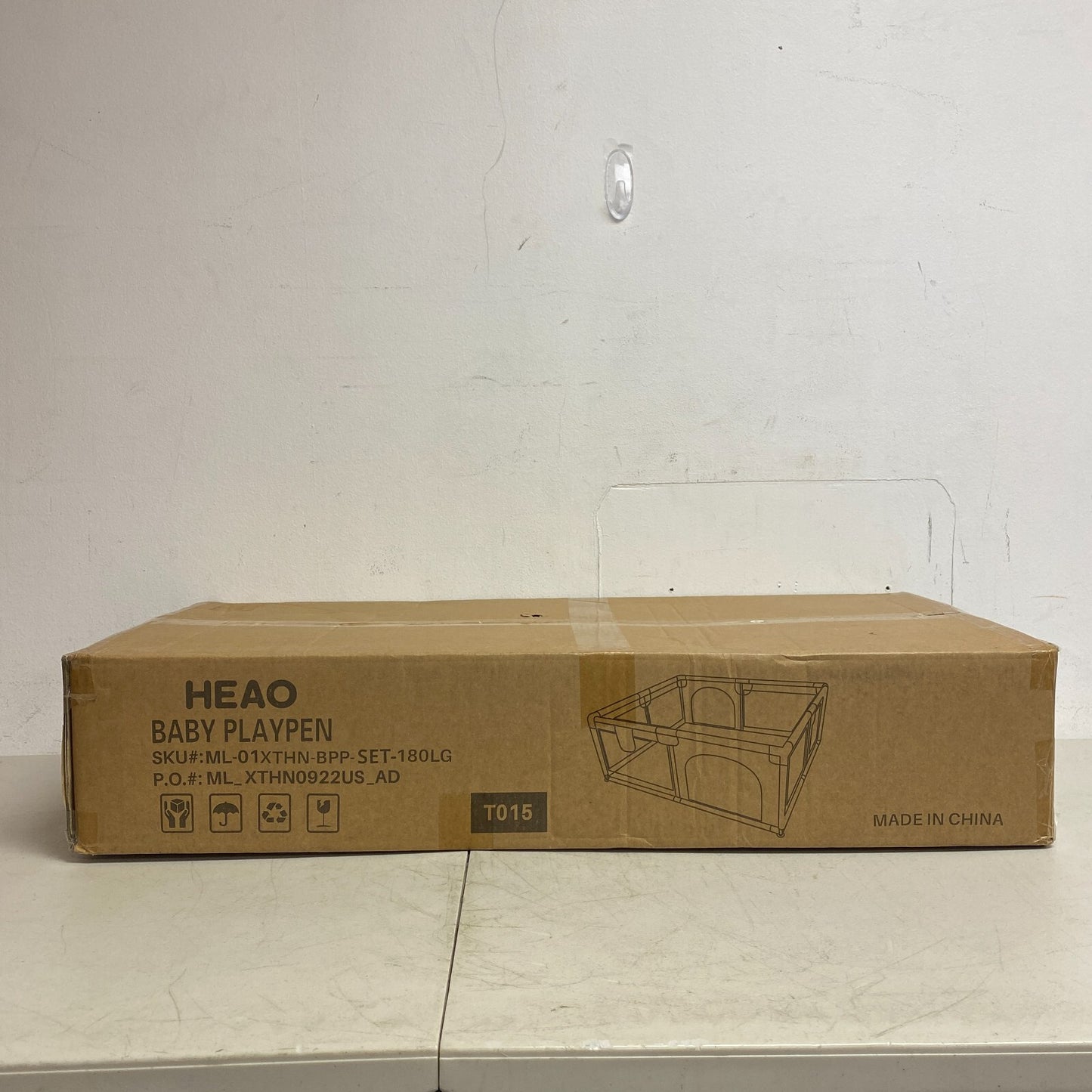 HEAO Light Grey Breathable Mesh Baby Play Pen (38.61"x15.6"x5.46") New!