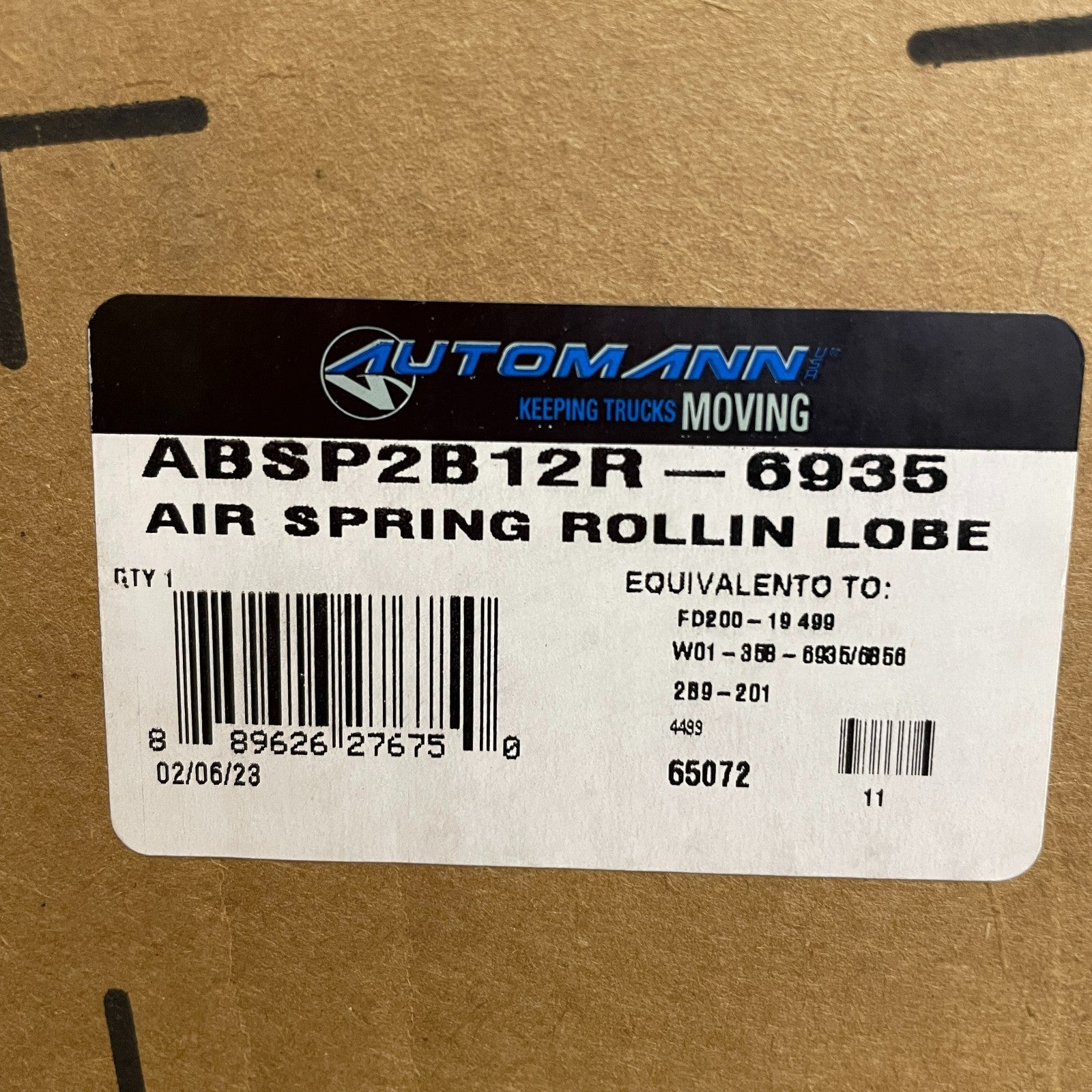 Automann ABSP2B12R-6935 Air Spring Double-Convoluted Load Axle Suspension