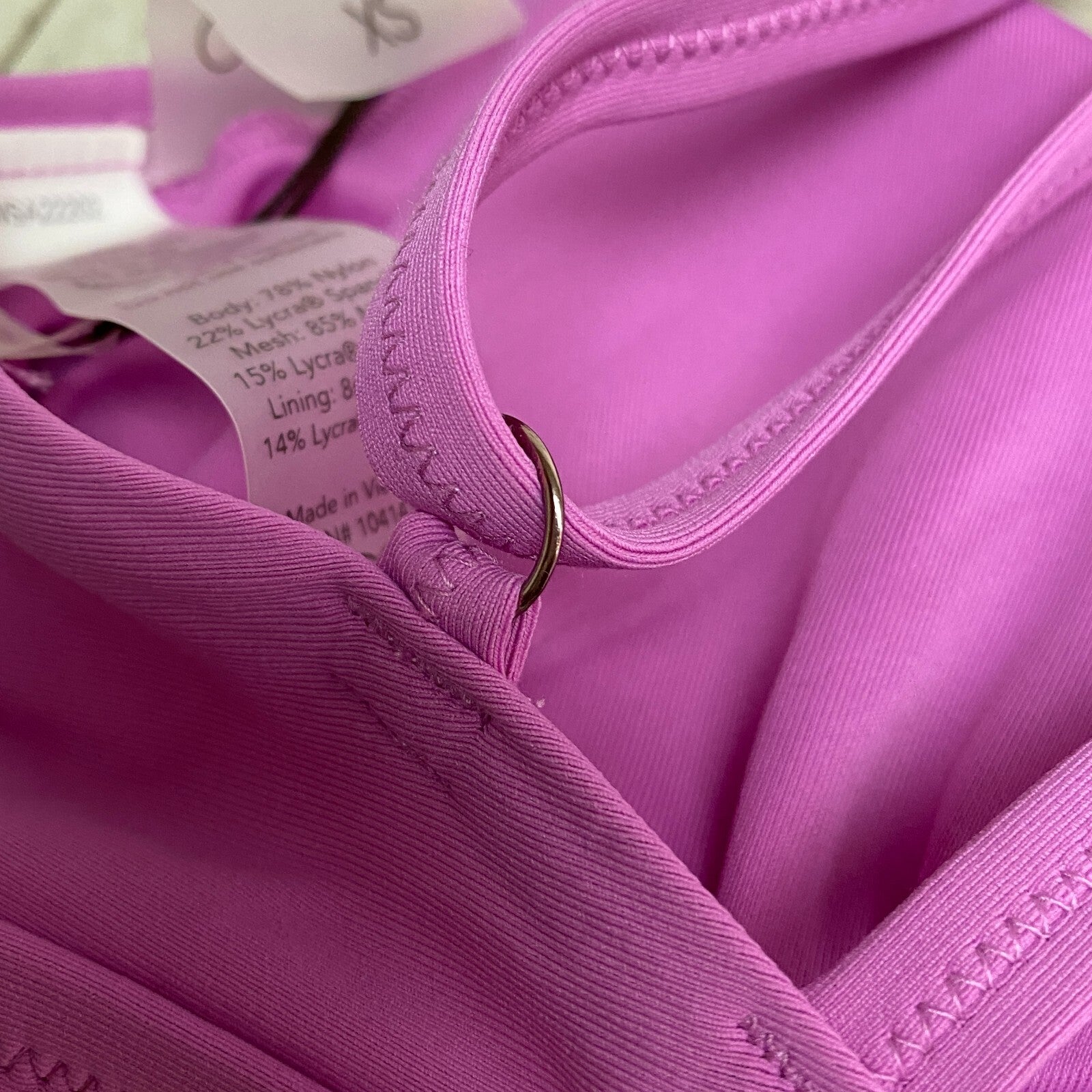 Calia Ruched Front Cross Back Top Geranium Purple Solid Trendy Stylish WSA22202