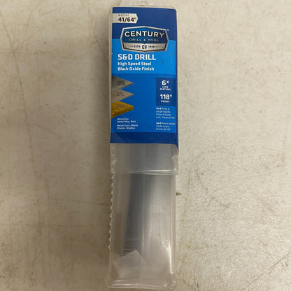 Century Drill & Tool 41/64" S&D High Speed Steel Black Oxide Drill Bit 47341