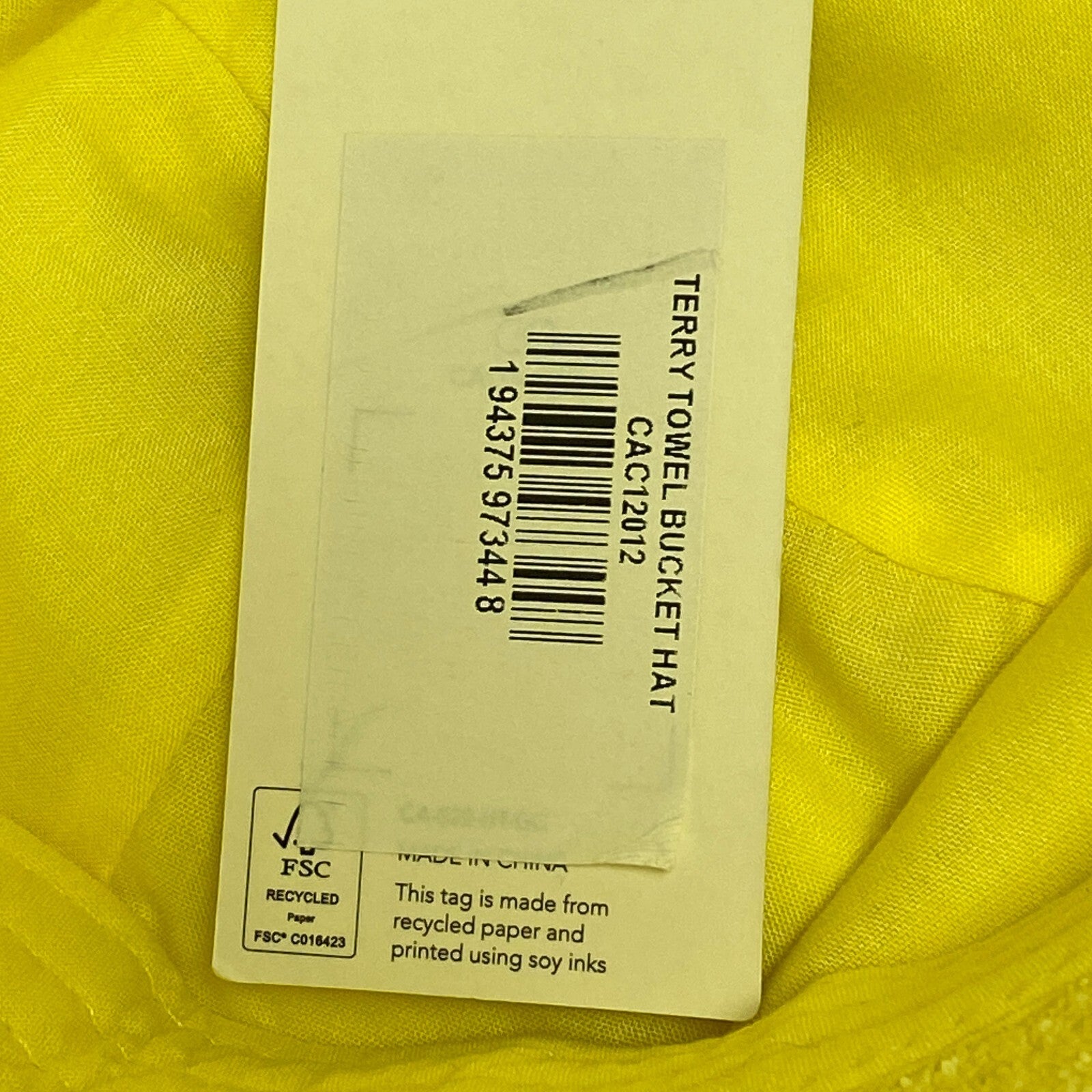 CALIA Terry Towel Bucket Hat Golden Wheat Size S/M NWT CAC12012