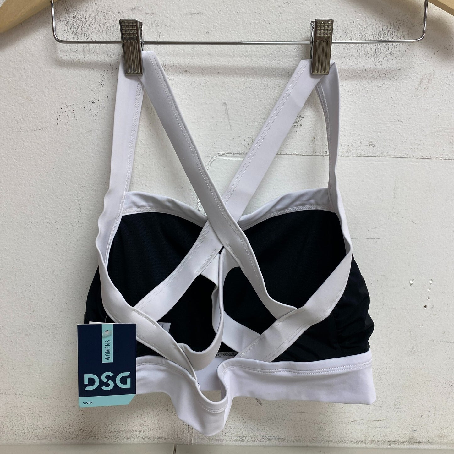 DSG Womens Maxine Swim Top Pure Black/White Solid Swim Trendy DSW2979N