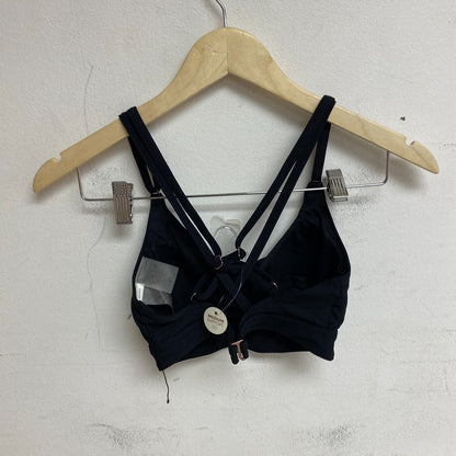 Calia Women  Swim Medium Support Ruched Front Cross Back Top PURE BLACK WSA22202