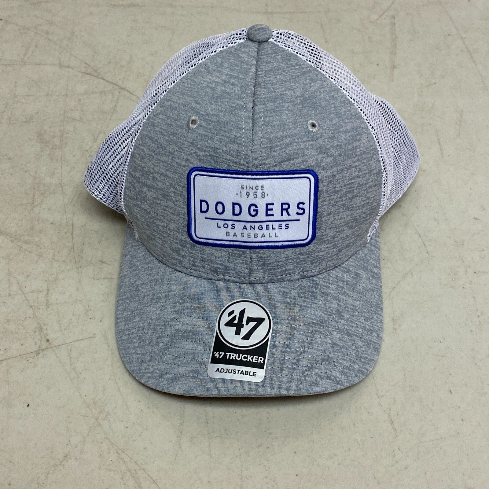 '47 Truckers Adjustable Los Angeles Dodgers Baseball Cap Gray/White Strap Hat OS