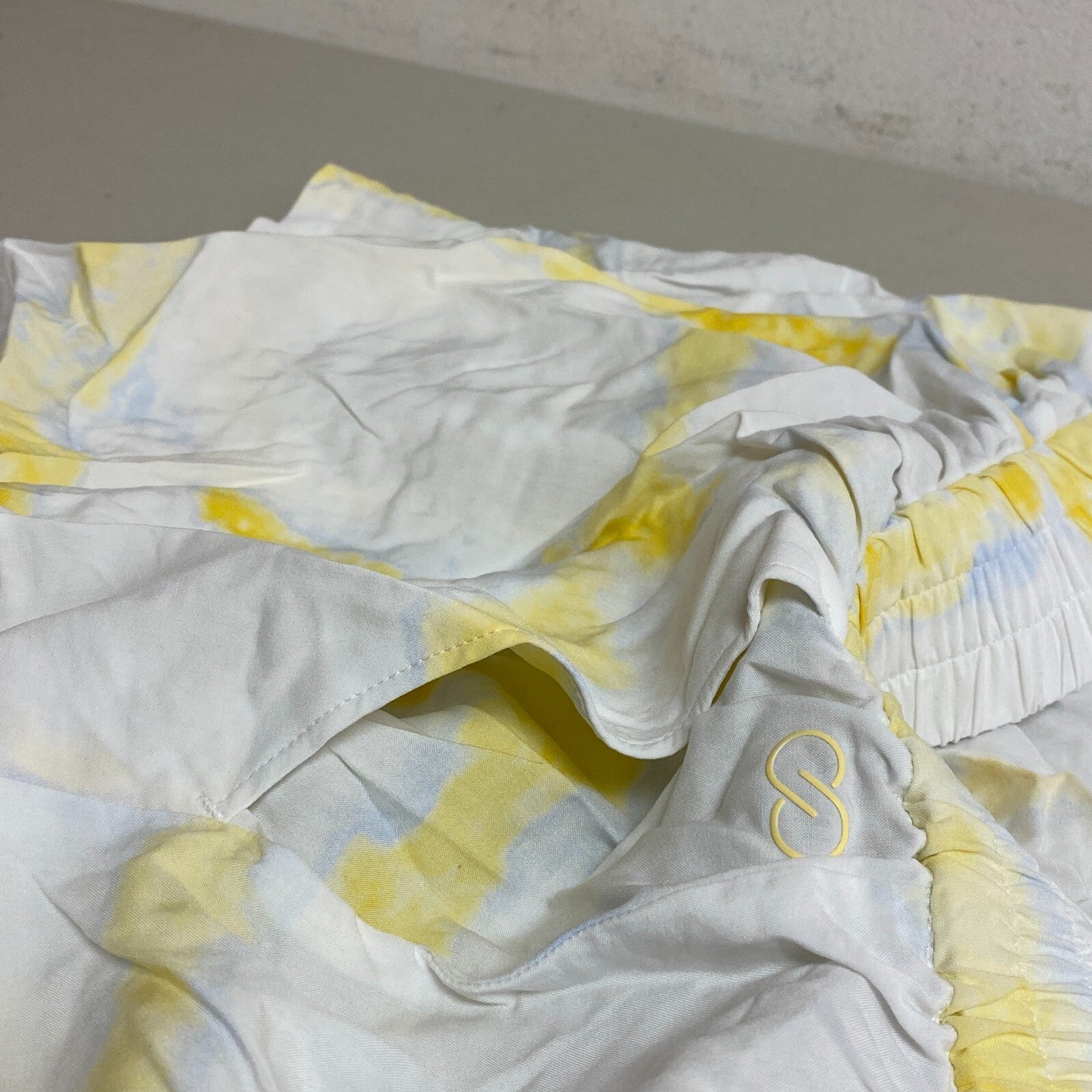 Calia Women's Swim High Rise Cover Up Short Watercolor Plaid Yellow WSA22902PRT