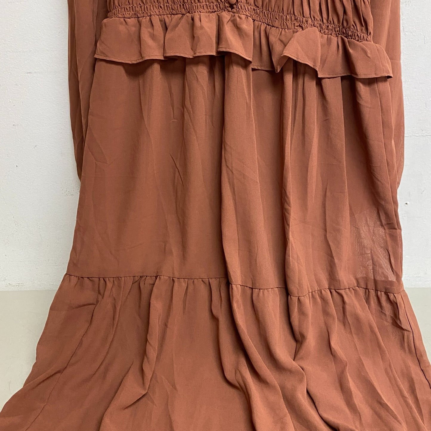 ASOS Design Pink Long Sleeve Ruffled Hem Long Dress Womens Size 8